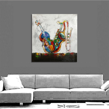 handmade oil painting Guitar shacks Thick texture home decor Wall Decoration
