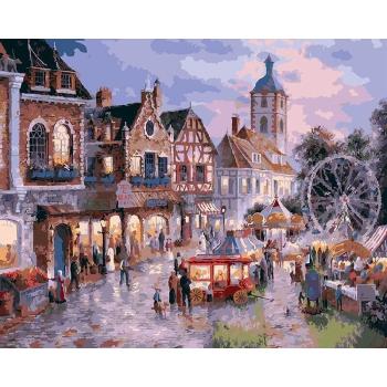 Winter street art oil painting, DIY oil painting by numbers, 40*50 unfading blue landscape oil painting