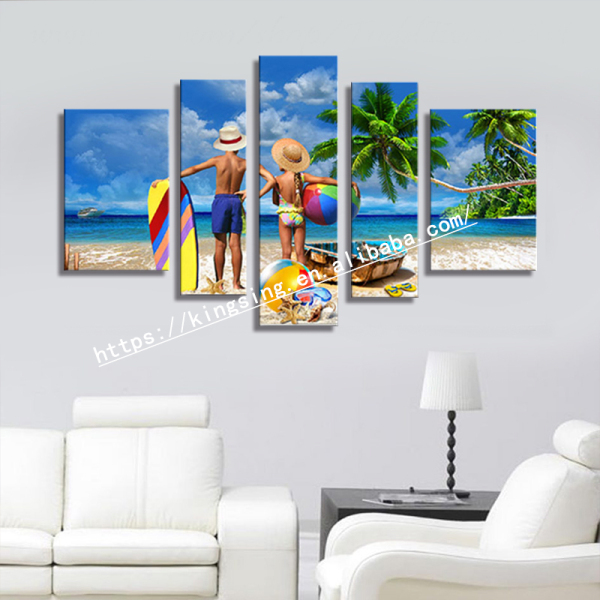 Best selling canvas printing custom painting beach men women digital printing painting