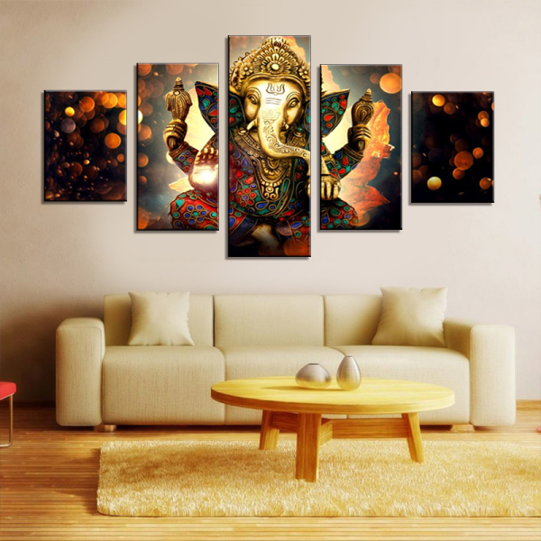 5 Panels Canvas Print Wall Art Picture Home Decor Modern Style Painting Canvas For Living Room God Elephant Buddha