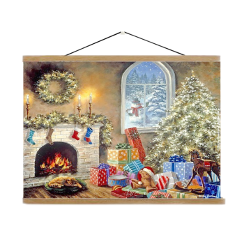 Pangoo, venta al por mayor, granja de Navidad personalizada y chimenea, colgante de pared, calle de Navidad, enmarcado, pintura DIY por juego de números