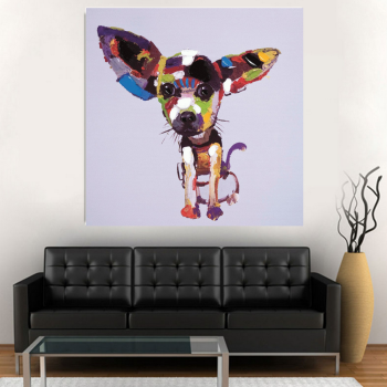Cute puppy lovely animal wall art picture pop art hand painting on canvas for kids boy's room