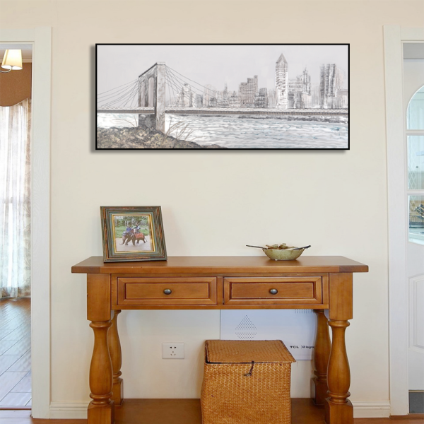 Hotel project modern wall oil painting, metal bridge abstract art painting kits, 100% handmade oil painting canvas