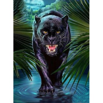 Custom Canvas Wall Art 5D Diy Crystal Homfun Diamond Painting Set Black Panther Animal Diamond Paint by number for Amazon