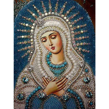 Mosaico personalizado religioso Virgen María AB cristal redondo Homefun venta al por mayor 5D pintura de diamantes pintura cristiana por números