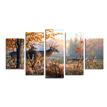 5 paneles ciervos baliza lienzo cuadro sobre lienzo para pared pinturas de pared personalizadas obra de arte pintura decoración de pared de salón