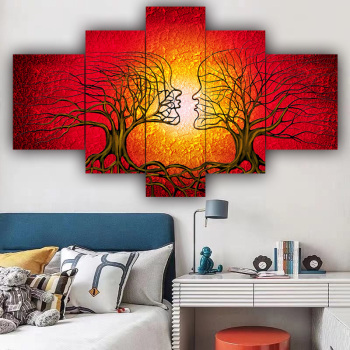 Modern Floral Five Panel Picture  Canvas Wall Art Prints Oil Painting 5 Piece Supplier for Home Decor