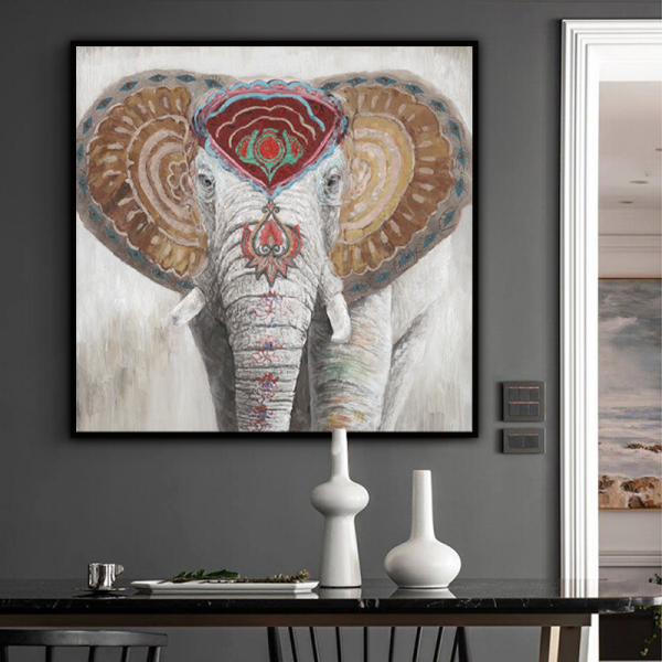 High Quality Animal Art Handmade African Elephant home Oil Painting on Canvas