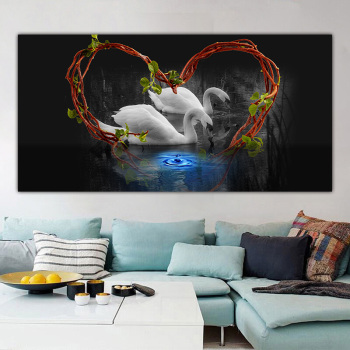 Canvas Painting Animal Wall Art White Swan Posters and Prints Living Room Home Decoration Painting