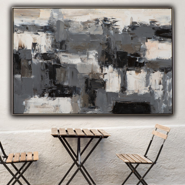 Modern Abstract Handmade Oil Painting Black And White abstract Canvas Painting Bedroom Hotel Decoracion Unframed