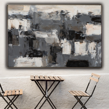Modern Abstract Handmade Oil Painting Black And White abstract Canvas Painting Bedroom Hotel Decoracion Unframed