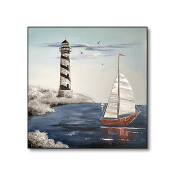 Hot selling artworks handmade oil painting for hotel, Top fashion lighthouse and boat hand painted oil painting wall arts Hot selling artworks handmade oil painting for hotel, Top fashion lighthouse and boat hand painted oil painting wall arts