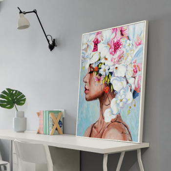 Pinturas al óleo 100% pintadas a mano de un solo panel moderno para chica elegante sobre lienzo, obra de arte para la decoración del hogar de la sala de estar