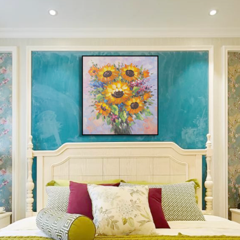 New design beautiful oil painting on canvas, handmade sunflower oil painting, handmade oil painting for living room