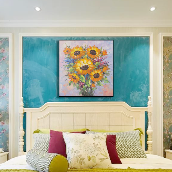 New design beautiful oil painting on canvas, handmade sunflower oil painting, handmade oil painting for living room