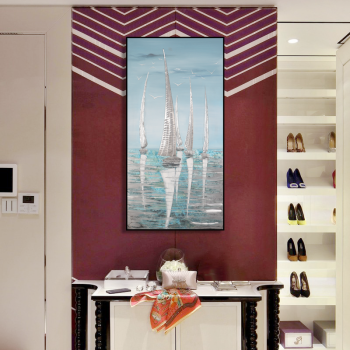 Home decor metal sea scenic painting, handmade beautiful oil painting on canvas
