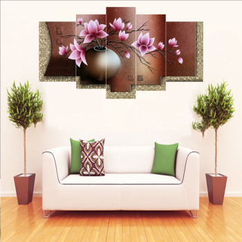 Best selling pink flowers theme canvas print painting digital printing frameless oil painting canvas