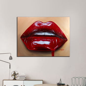 Make up painting canvas Sexy Lips Painting Home Decor No Frame Wall Pictures for Living Room Canvas Painting Wall art