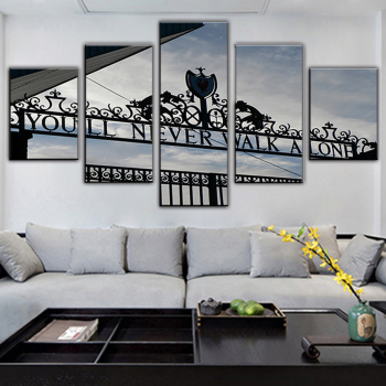 Modern Blue Sky Iron Fence 5 Canvas Wall Art Combination Painting Home Decoration Oil Painting