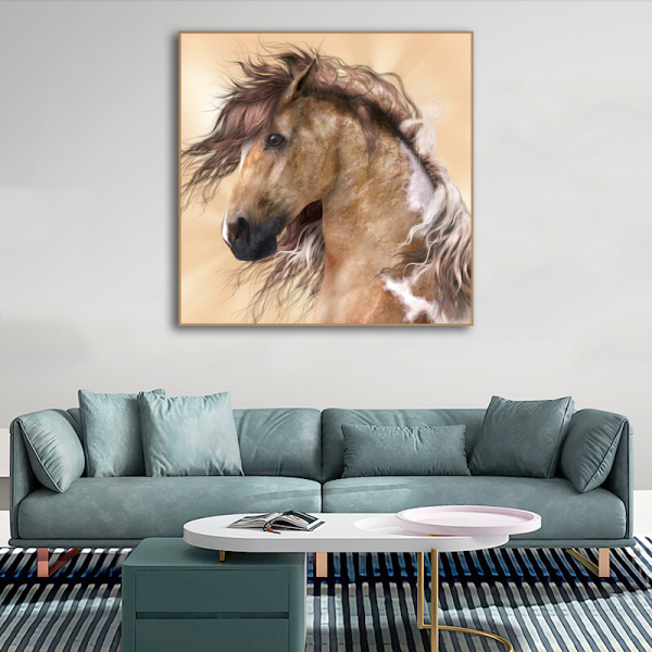 Top fashion running brown horse art home painting, size and logo customized decoration wall painting