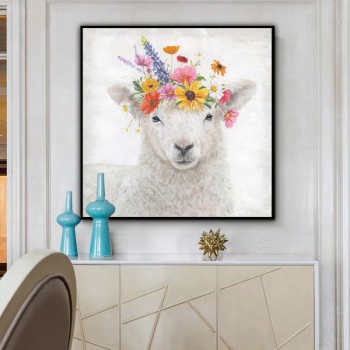 High Skills Artist Handmade Abstract Oil Painting on Canvas Modern Art Color Sheeps with flowers Painting for Wall Pictures