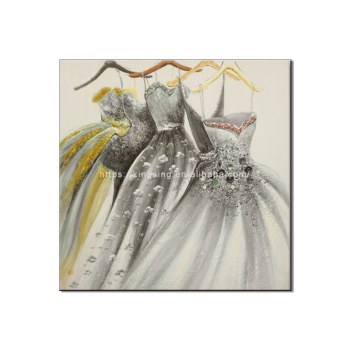 Fashion Handmade Oil Painting, Sketch Dress Picture Painting, Girls Gowns Oil Painting for Girls Room