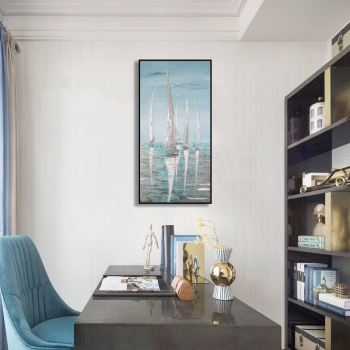 Home decor metal sea scenic painting, handmade beautiful oil painting on canvas