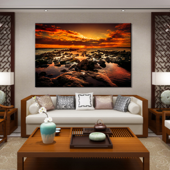 Seaside Sunrise Landscape Graceful Posters and Prints HD Print Wall Art Pictures Living Room Decoration Canvas Painting