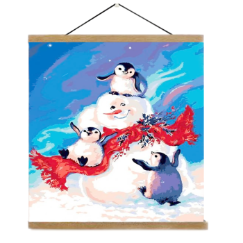 Pangoo, venta al por mayor, muñeco de nieve de Navidad personalizado, colgante de pared enmarcado, pintura DIY por juego de números