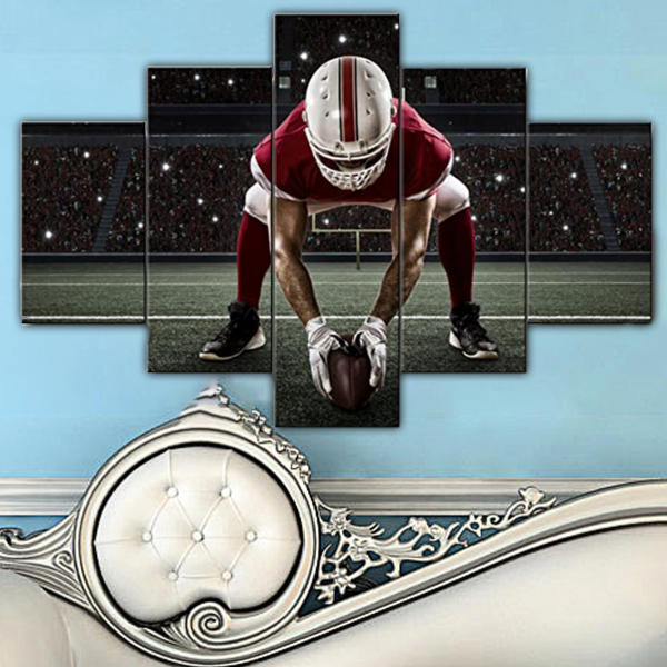 Modern Frameless Rugby Sports Spirit 5 Canvas Wall Art Combination Painting Home Decoration Oil Painting