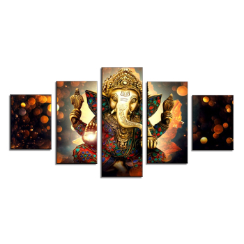 5 paneles lienzo impresión pared arte imagen hogar Decoración estilo moderno pintura lienzo para sala de estar Dios elefante Buda