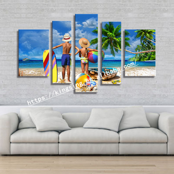 Best selling canvas printing custom painting beach men women digital printing painting