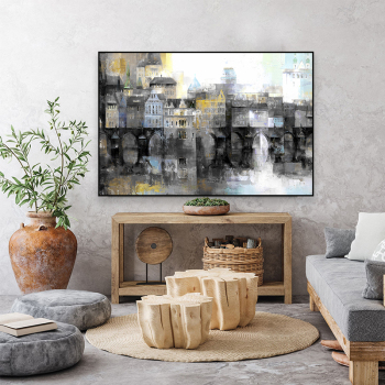 Wholesale custom building contruction modern canvas wall art living room bedroom decoration painting