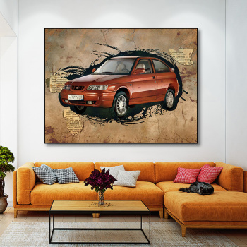 OEM&ODM digital canvas the archaistic abstract car painting, good quality prints canvas wall painting
