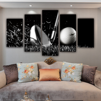 Modern Frameless Golf Sports Black And White Canvas Wall Art 5 Combination Painting Home Decoration Oil Painting