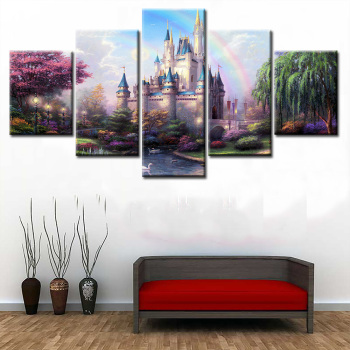 Frameless Canvas Castle Landscape Dream Printing Wall Art Home Oil Painting Decoration 5 Living Room Pictures