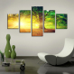 Photos décoration de la maison HD imprimé peintures affiches modulaires moderne 5 panneaux soleil paysage Tableau mur Art toile