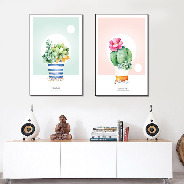 Modern Frameless Cactus Printing Wall Art Home Decoration 2 Living Room Pictures