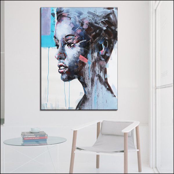 100% Custom African Lady painting canvas wall art abstract canvas oil paintings for home decor