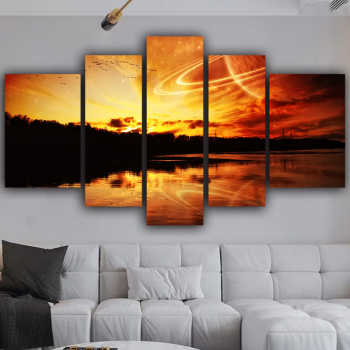 Modern Canvas 5 Panel Hot Scenery in the setting sun Broad mood Wall Art Poster HD Print Painting Pictures