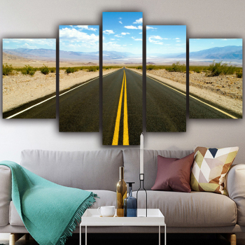 Hot selling landscape prints home painting 5 panel oil painting decoration highway living room wall decoration painting