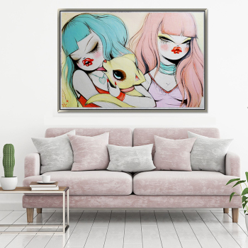 Customized Accepted Design Cartoon Girl wall decoration art printed canvas painting