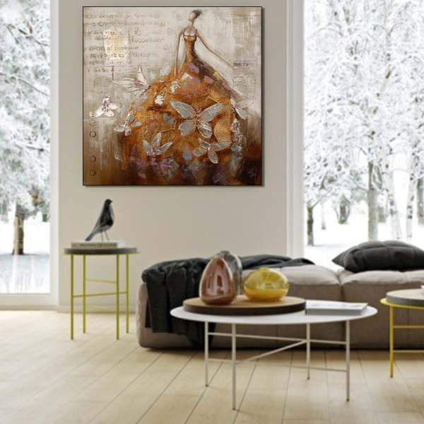 New Design Sexy Women Handmade Painting On Canvas Modern Abstract Art Oil Painting With Gold Foil For Sale