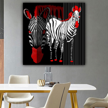 Oil painting colorful zebra horse abstract painting animal prints canvas wall art home decoration painting
