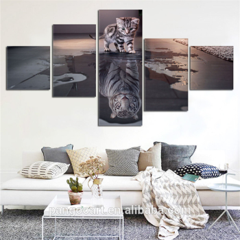 Canvas Wall Art Painting Decor for living room 5 Panels Decoration Modern Canvas Prints Artwork Cat and Tiger Pictures Painting