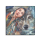 Manufacturer factory direct indian lady and wolf hpme painting, unique design OEM quality home wall decor canvas painting