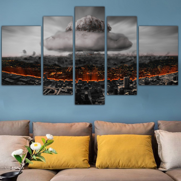 Modern five panel printing painting dark cloud landscape living room sofa canvas background painting