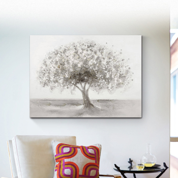 Mintura Oil Painting on Canvas Hand Made Art Hand Painted Acrylic Canvas Grey Tree Wall Art Home Decor Office Decor No Framed