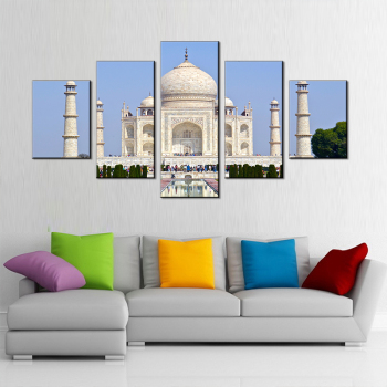 Canvas Wall Art Pictures Modular HD Print 5 Pieces Muslim Mosque Painting Islamic Religion Sky Clouds Building Poster Home Decor