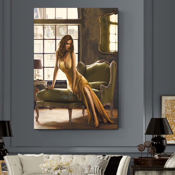 Luxury style canvas print wall decorative sex lady painting, home hotel decor prints canvas painting